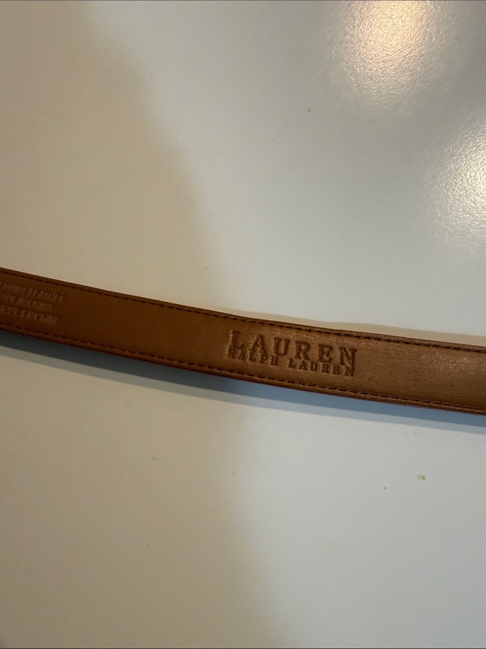 Lauren Ralph Lauren Tan Leather Men’s Belt with Embossed Logo
